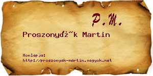 Proszonyák Martin névjegykártya